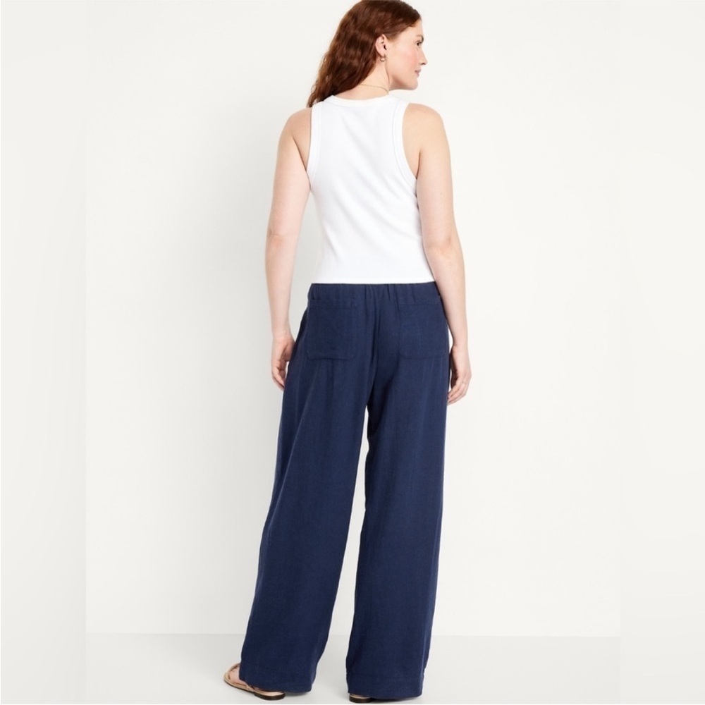 NEW! Indigo High-Waisted Linen-Blend Wide-Leg Pants - Multiple Sizes 🩷 - Picture 5 of 11